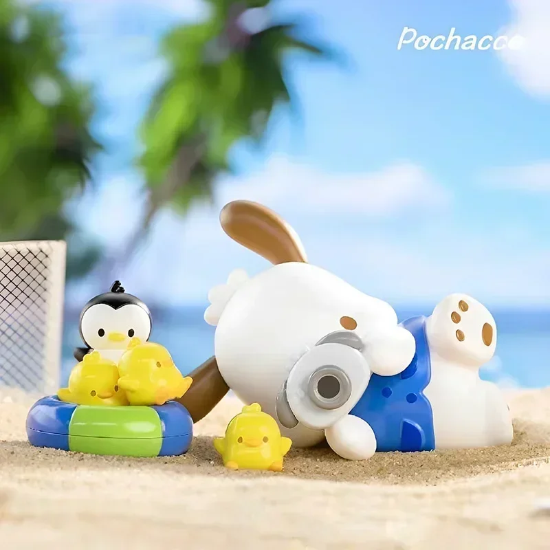 Sanrio Pochacco Holiday Beach Series Figure Blind Box Kawaii Anime Action Figurine Collectable Toy Gift Trend Toys Gift