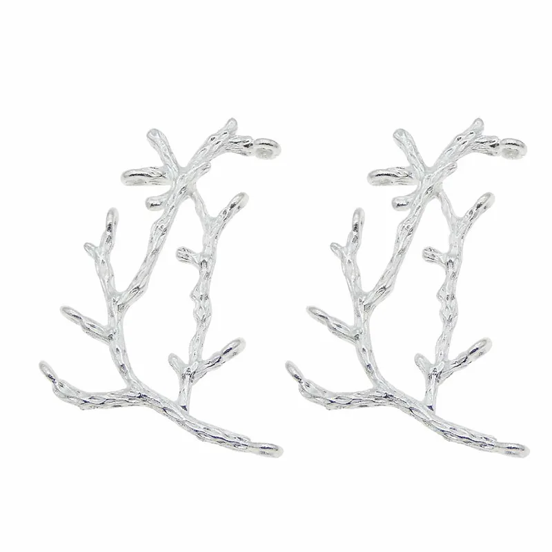GraceAngie 10PCS Silver Color Copper Made Tree Branch Sprigs Jewelry Making Charms Handmade Crafts Accessory Finding