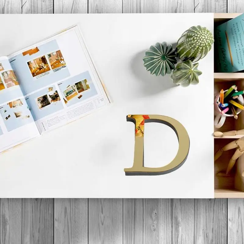 Lettere acriliche autoadesive 3D decorazioni per la casa decalcomanie da parete con alfabeto fai da te Easy Peel Gold Letter For Wedding Supplies