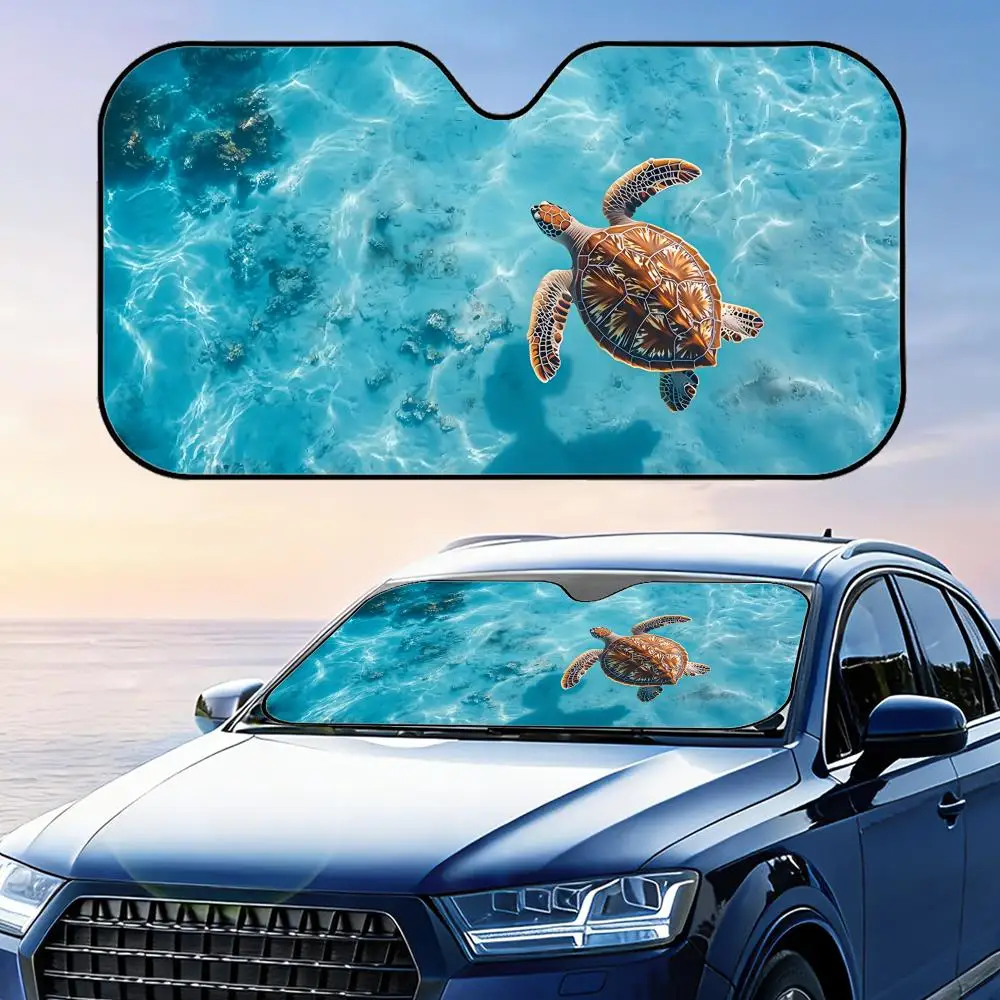 

Солнцезащитный козырек Seaside Turtle, многоразовый, из алюминиевой фольги, с защитой от УФ-излучения, трехслойная теплоизоляция, солнцезащитный экран для лобового стекла