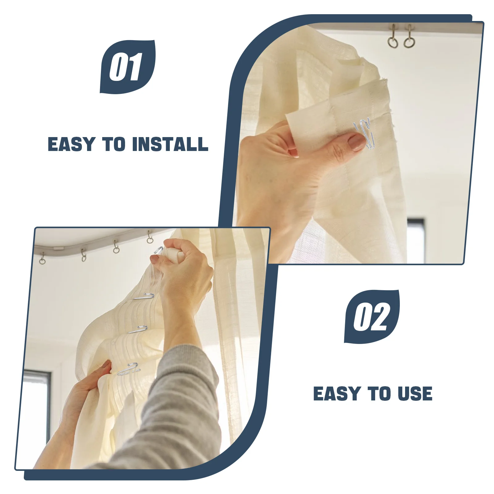 40 قطعة السنانير الطية الستار الفولاذ المقاوم للصدأ الثقيلة الستائر المعدنية دبابيس ل مطوي الستائر نافذة باب الحمام 4 الشق تصميم