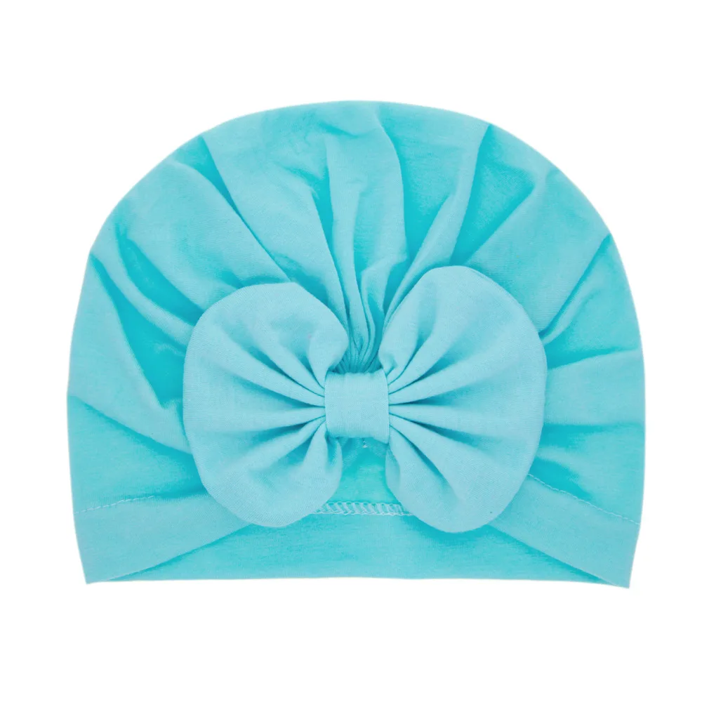 Śliczne Bownot Baby Turban Solid Color dziewczynek chłopców Beanie czapki kapelusz noworodka czapka dla niemowląt czapki elastyczne maluch Headwraps