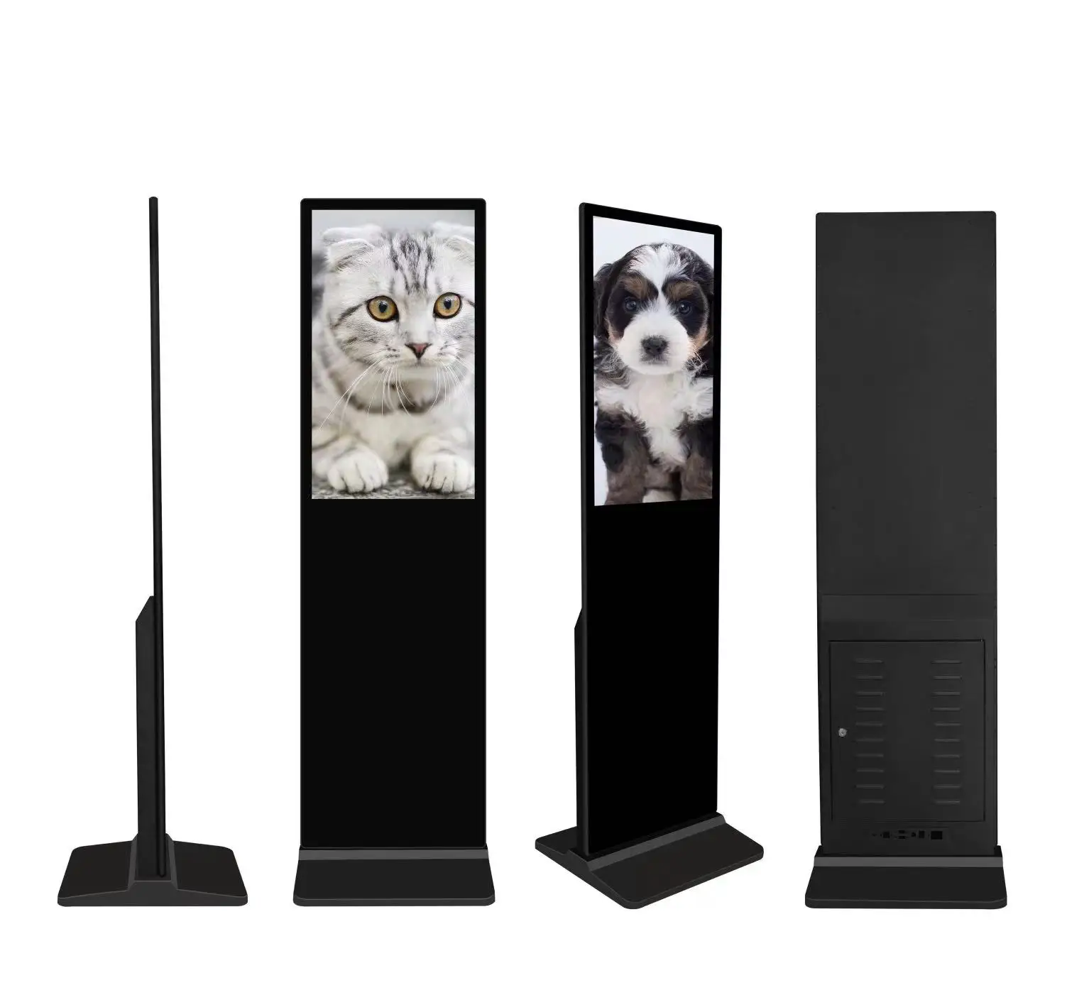 Totem con supporto da pavimento per display pubblicitario con schermo interattivo per sistema Android interno con segnaletica digitale LCD da 85 pollici