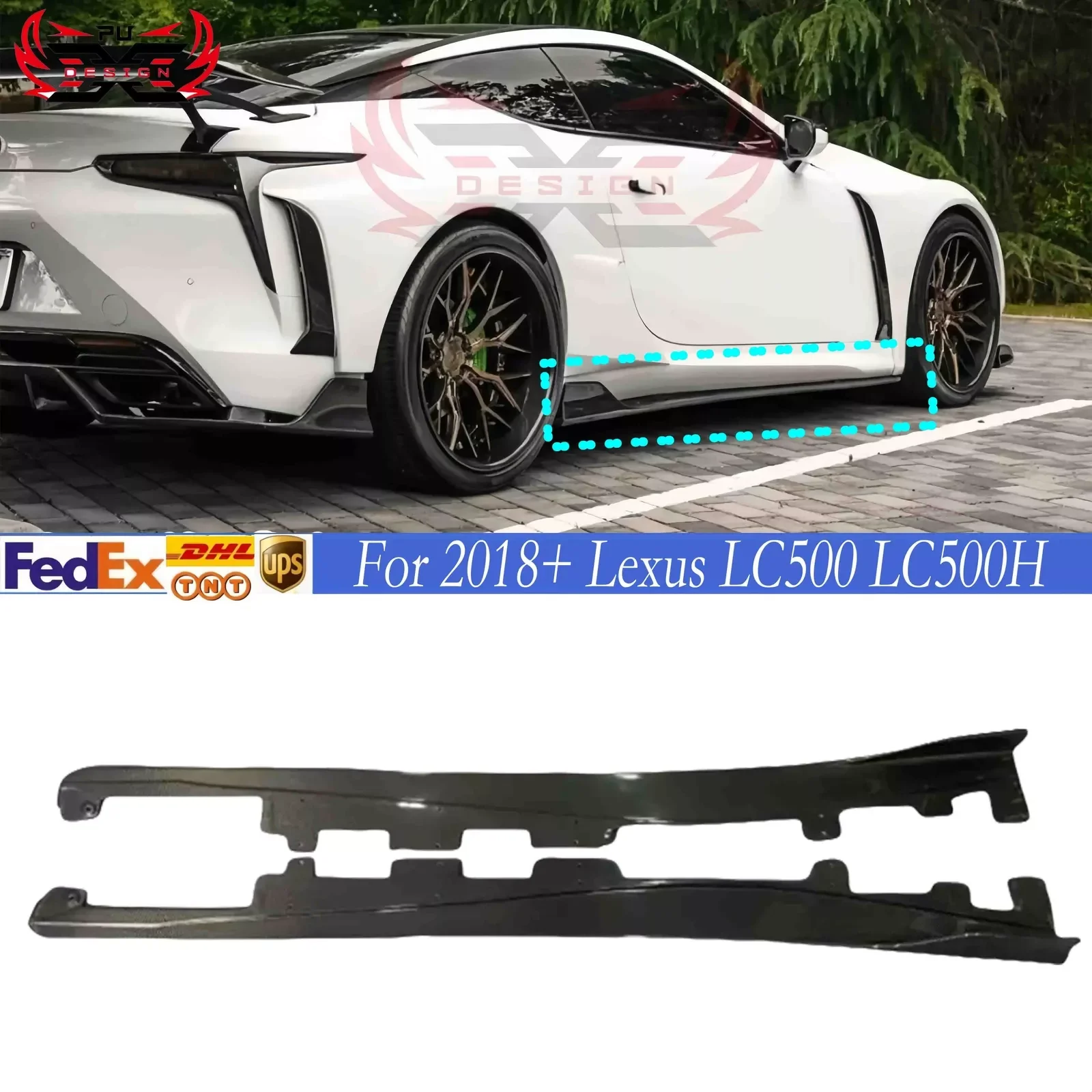 

Real Carbon Fiber Car Side Skirts Extension Spoiler Fit For Lexus LC500 LC500H
