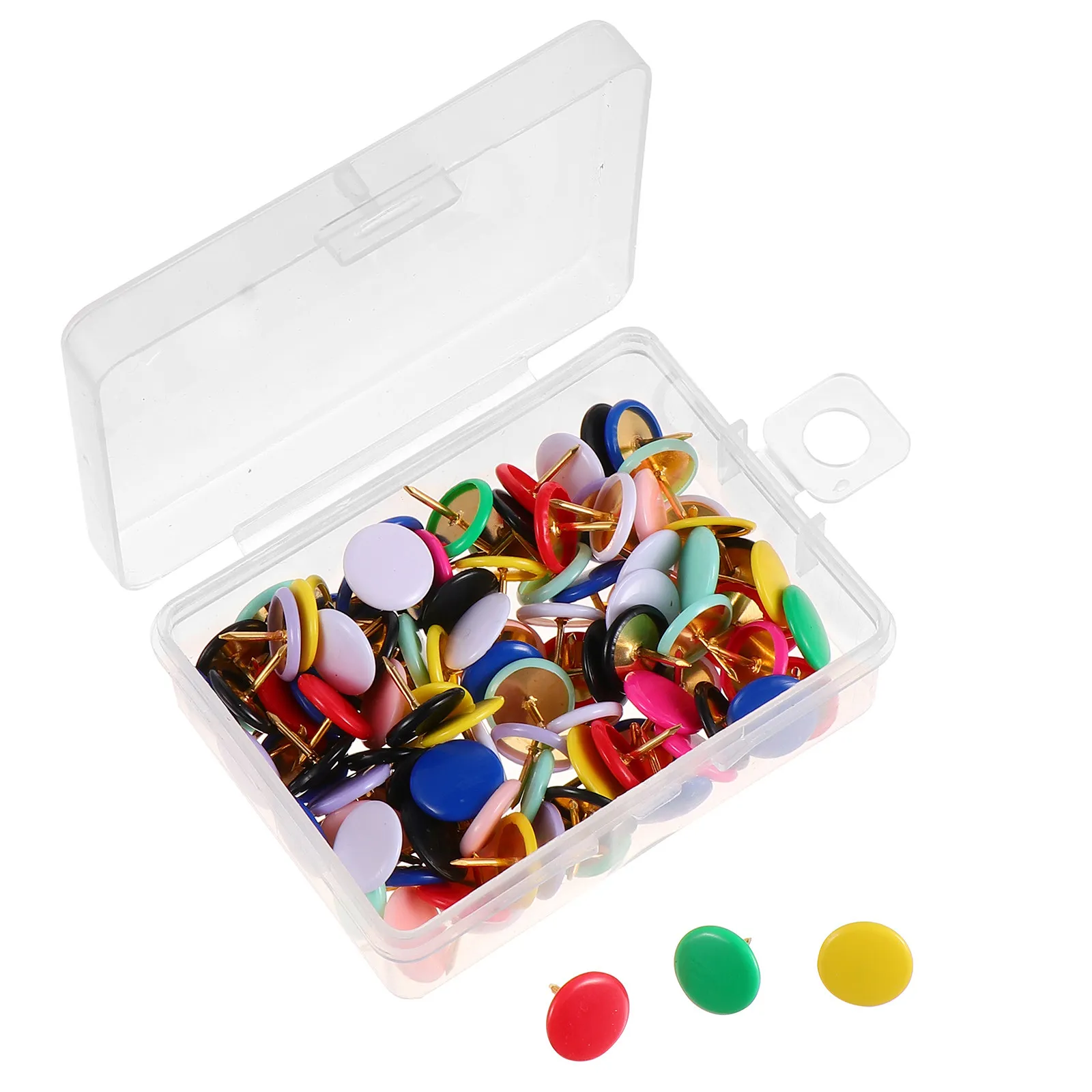 

100Pcs Flat Round Head Colorful Thumbtacks Plastic Pushpins for DIY Crafts Bulletin Boards Office School Home Supplies