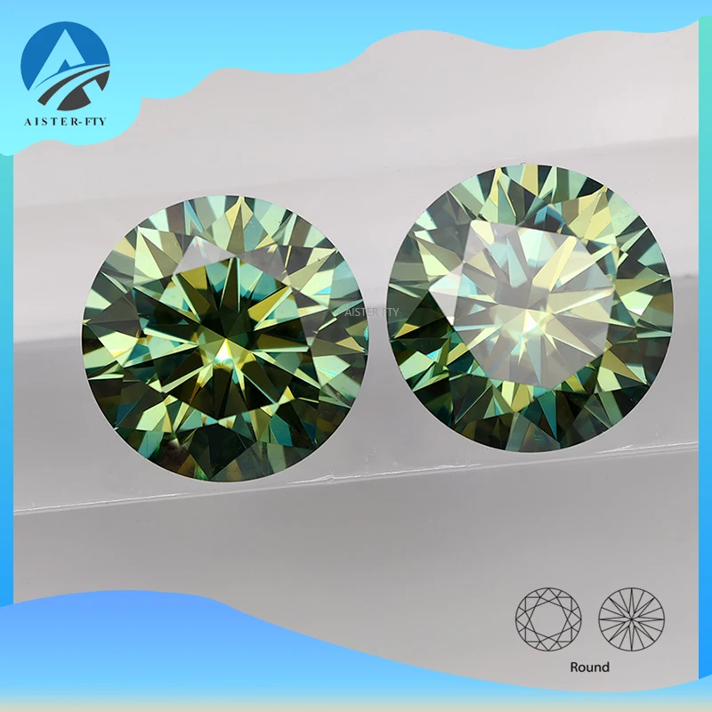 

Никогда не выцветает Зеленый Муассанит Круглой огранки Лабораторный бриллиант Драгоценный камень Муассанит 8 сердец и стрел VVS1 Пройдено испытание на бриллиант с отчетом GRA