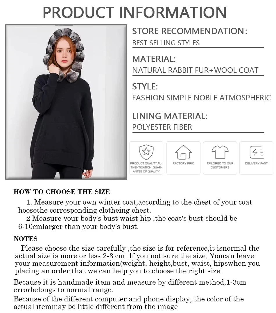 Suéter de punto de piel Real para mujer, jersey de moda de otoño e invierno, cuello de piel de conejo Rex Natural, Sudadera con capucha informal