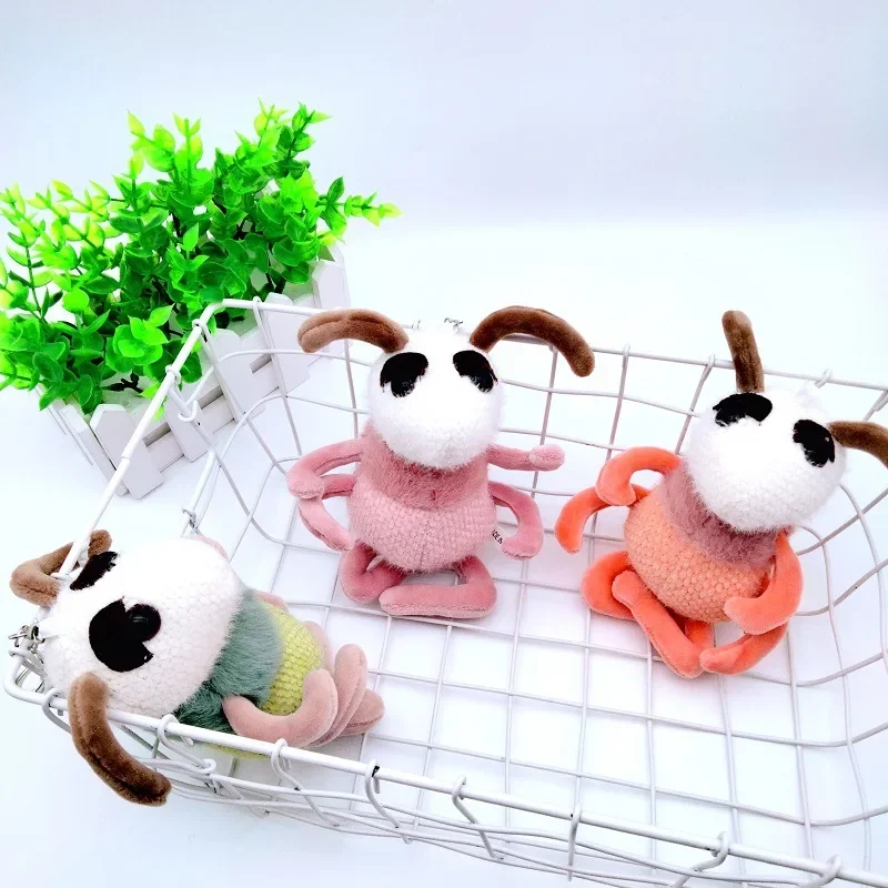 Hete Verkoop Cartoon Kawaii Kleine Mier Pluche Speelgoed Sleutelhanger Charme Creatieve Schattige Kleine Mier Pluche Rugzak Charme Kinderen Verjaardagscadeau