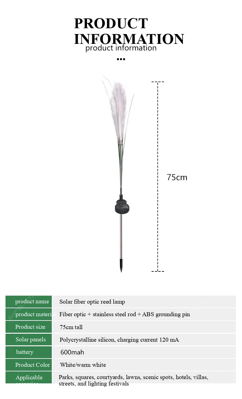 1~8PCS LED Solar Garden Lamp Waterproof Reed Light Outdoor Lawn Yard Garden Christmas Decoration Light Decor Solar Power Lights