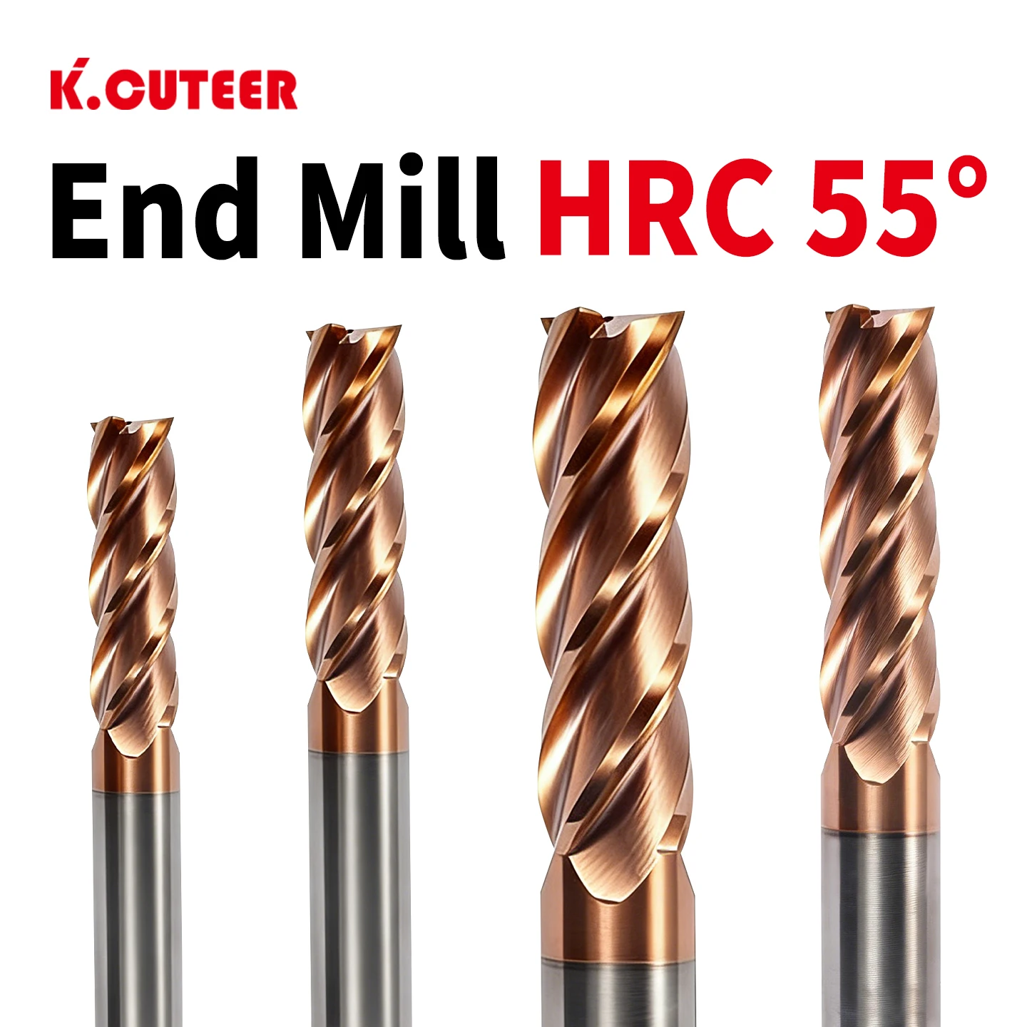 HRC55 4Flutes Carbide End Mill Tungsten Alloy Coated CNC Cutting Tool for Metal Steel Milling 1 2 3 4 5 6 8 10 12 16 20mm