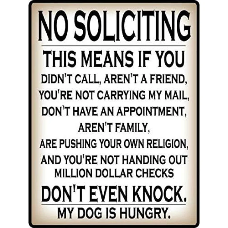 

Iron Painting Art Interesting Metal Signs Don't Knock on Doors No Solicitation Warning 12x8 inches