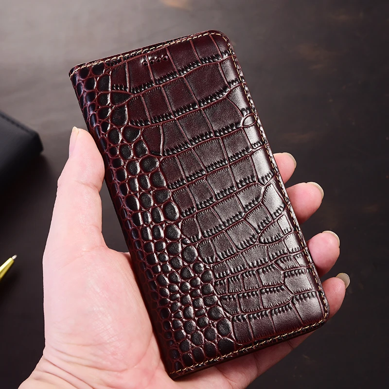 

Luxury Crocodile Pattern Leather Phone Case For Infinix Hot 9 10 10i 10T 10s NFC 11 11s 12 Play Pro Flip All-Inclusive Cover