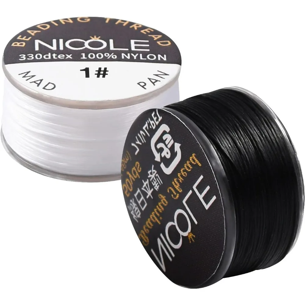 0,1 mm Nylon-Samenperlenfaden, 100 Yards, schwarz, weiß, Armbandschnur, Perlenfaden, unsichtbares Nähgarn, geflochtenes Nylonfaden