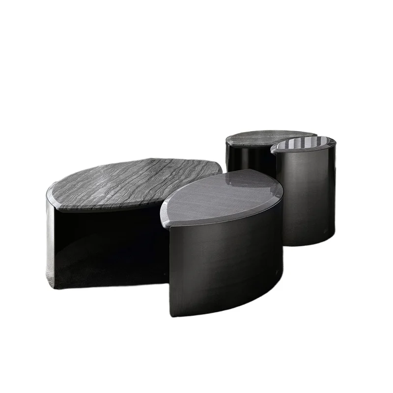 

Modern light luxury coffee table combination living room simple marble surface tea table Italian minimalist round coffee table