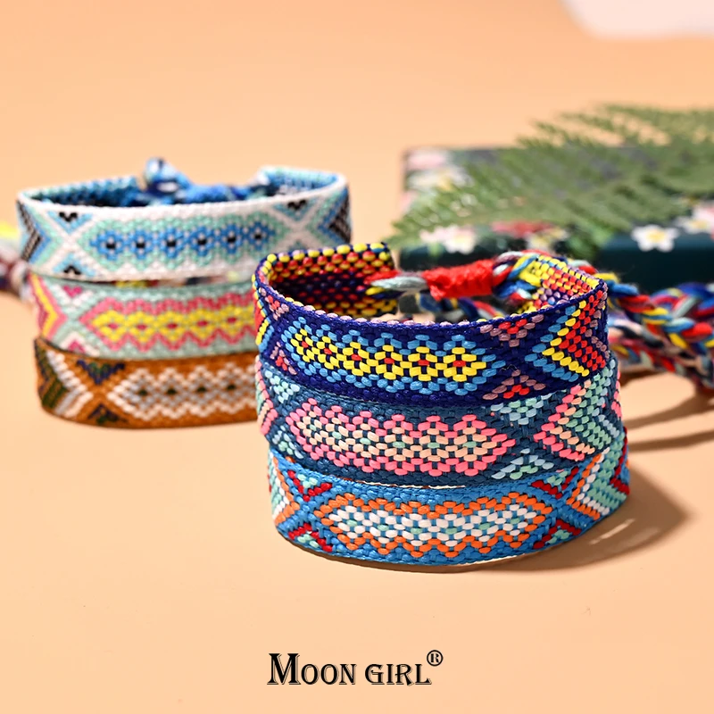 3Pcs/Lot Friendship Braided Bracelet for Women Fashion Handmade Machine Weave Charm Wrist Pulseras Femme MOON GIRL Design