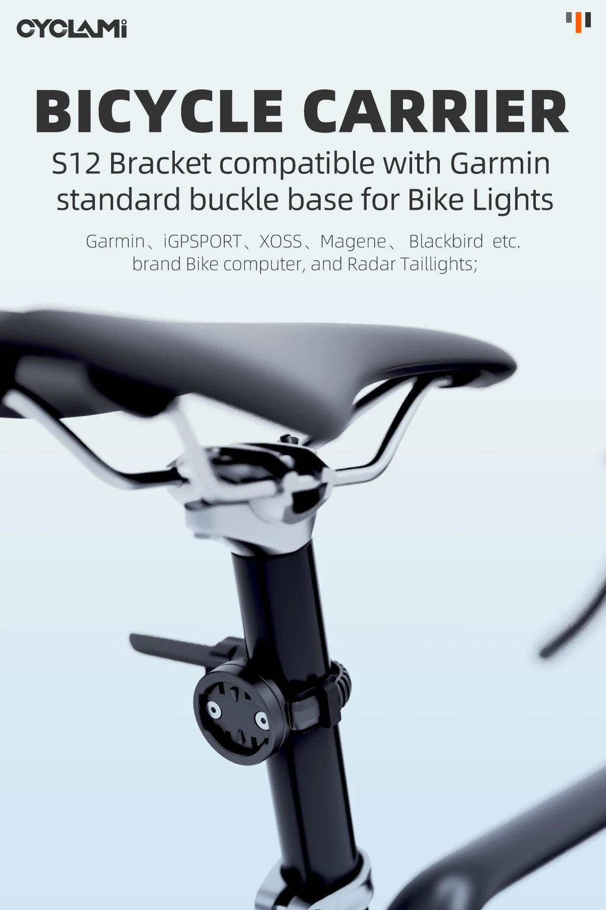 Cyclami Universal Fahrrad GPS Computer halterung Radar Rücklicht halter Scheinwerfer halterung Gopro Kamera halterung für Lenker Sattelstütze, Vorderlichthalter, Vorderlichthalter – Detail 1