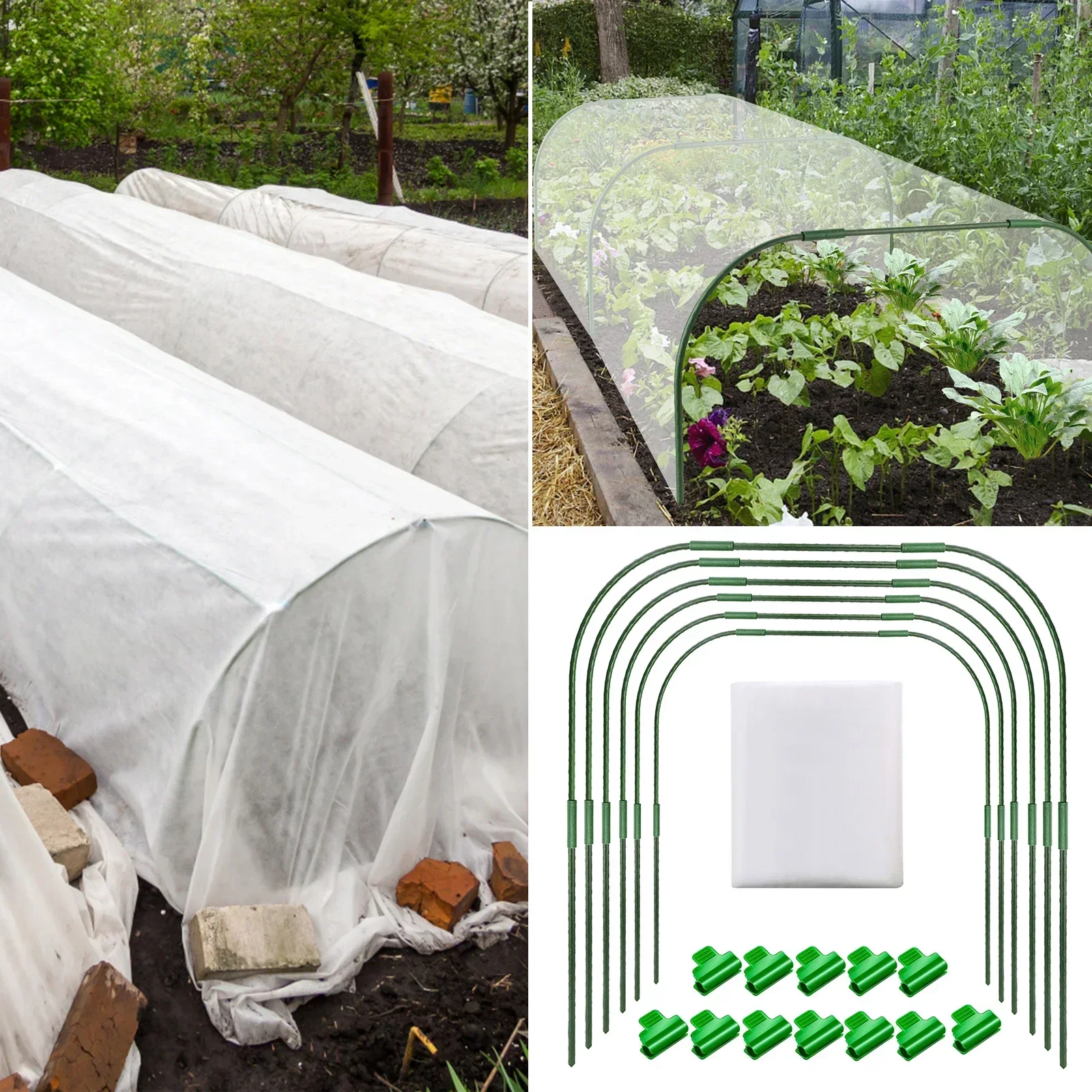 

Winter Garden Hoop For Raised Bed And Greenhouse Film Cover Half Elbow Straight Pipe Membrane Buckle Link No Woven Cloth Set