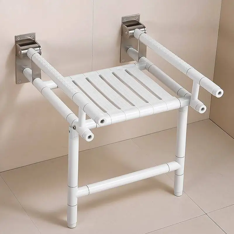 

Handcap Modern Shower Stool White Wall Mount Adult Comfortable Shower Chair Foldable Design Sedie Pieghevoli Bathroom Furniture
