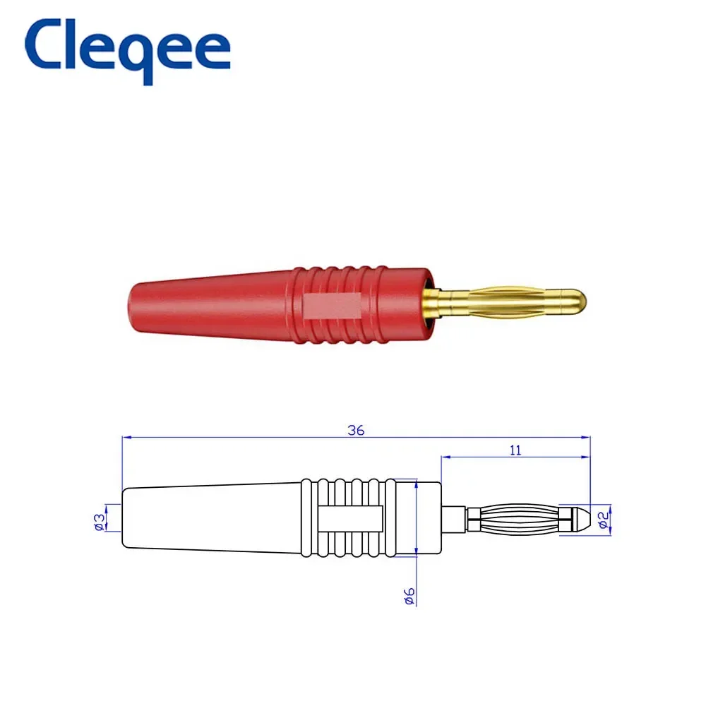 Cleqee P3011 10 Buah 2Mm Colokan Pisang Berlapis Emas Tipe Wilding Speaker Audio Amplifier Kabel Kawat Adaptor Konektor Colokan Daya