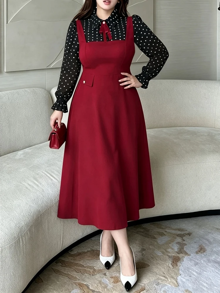 L-5XL Plus Size Women Clothes Dresses Autumn Spring Robes Long Sleeve Street Style Casual 3XL Big Size Maxi Dress Oversized