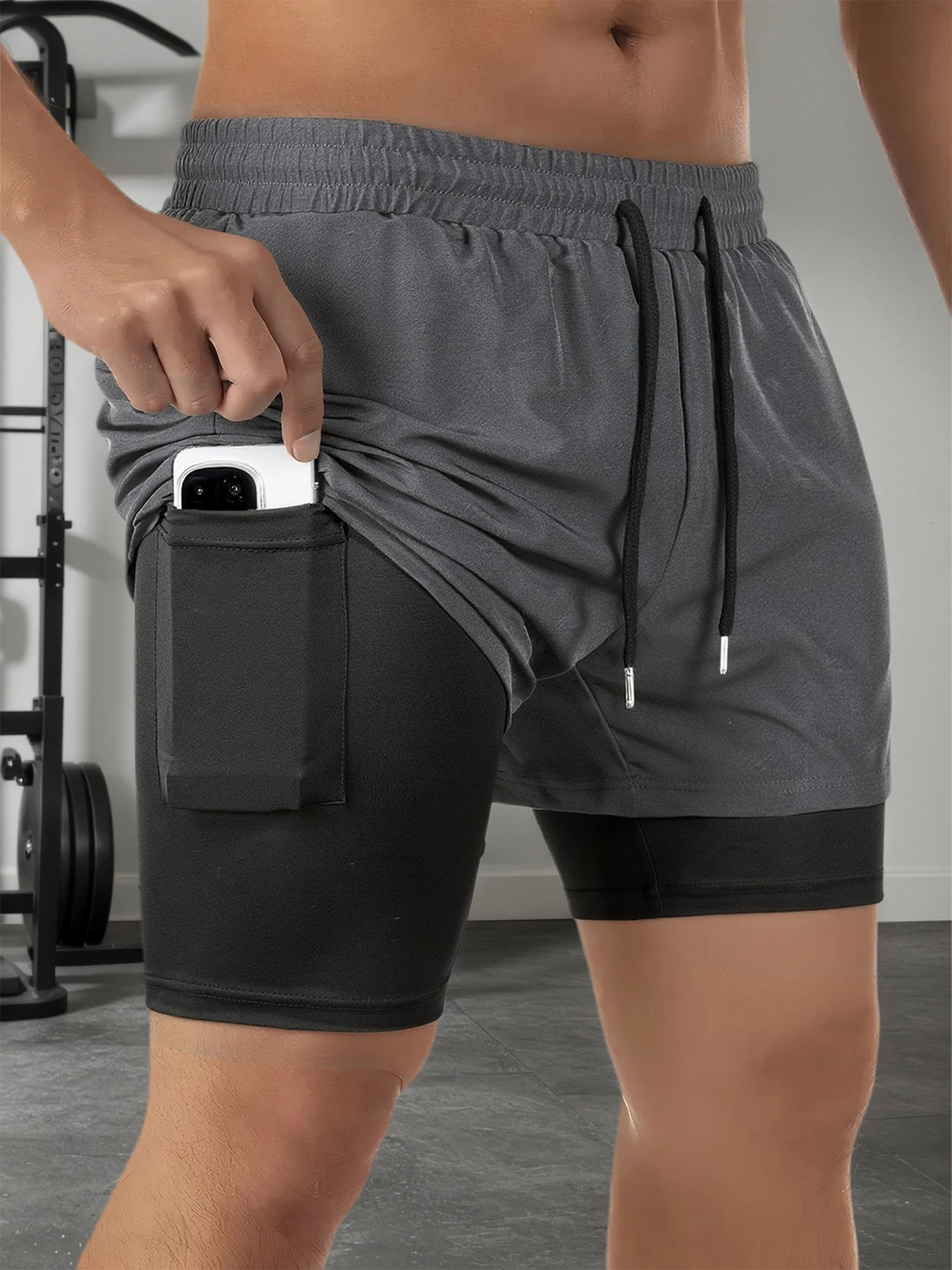 Мужские спортивные шорты для фитнеса, бега, быстросохнущие компрессионные шорты для легкой атлетики, мужские спортивные шорты для фитнеса с задним карманом на молнии