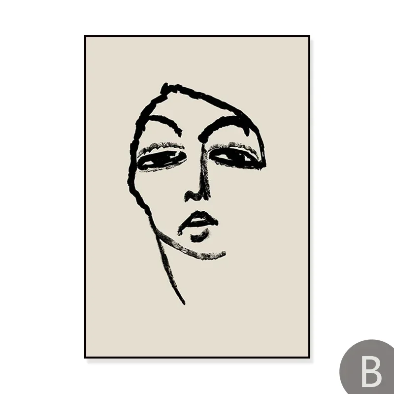 (No frame)Póster Decorativo de Lienzo con Diseño Abstracto Minimalista Vintage de Líneas Blancas y Negras 2026 para Decoració