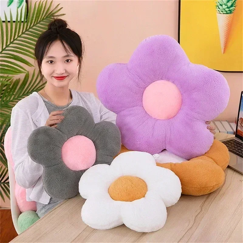 2024 New Flower Plush Shape Pillow Cushion Office Sunflower Cushions Solid Color Home Supplies for Girls Baby Home Decor Gift