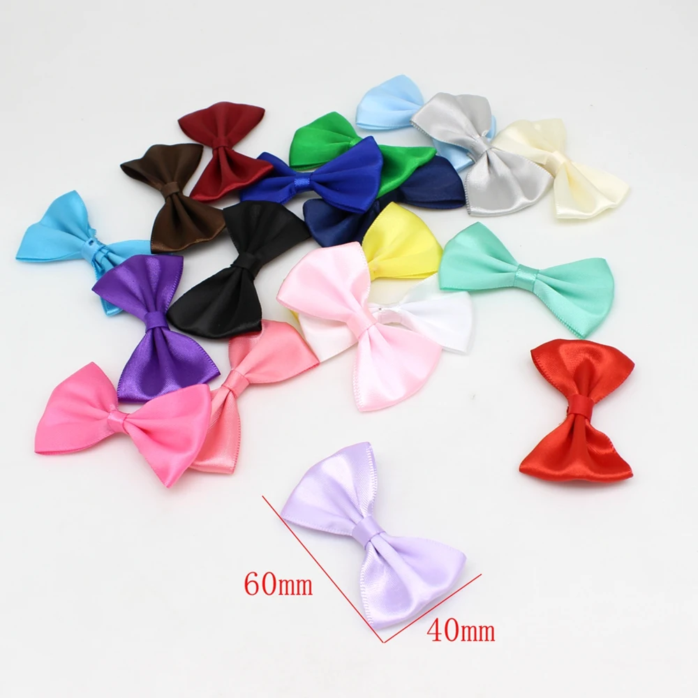 20pcs or 50pcs 40mm-60mm  Bows Girls Boutique Craft Wedding Satin Ribbon Bows DIY Hair Accessories Sewing Supplies