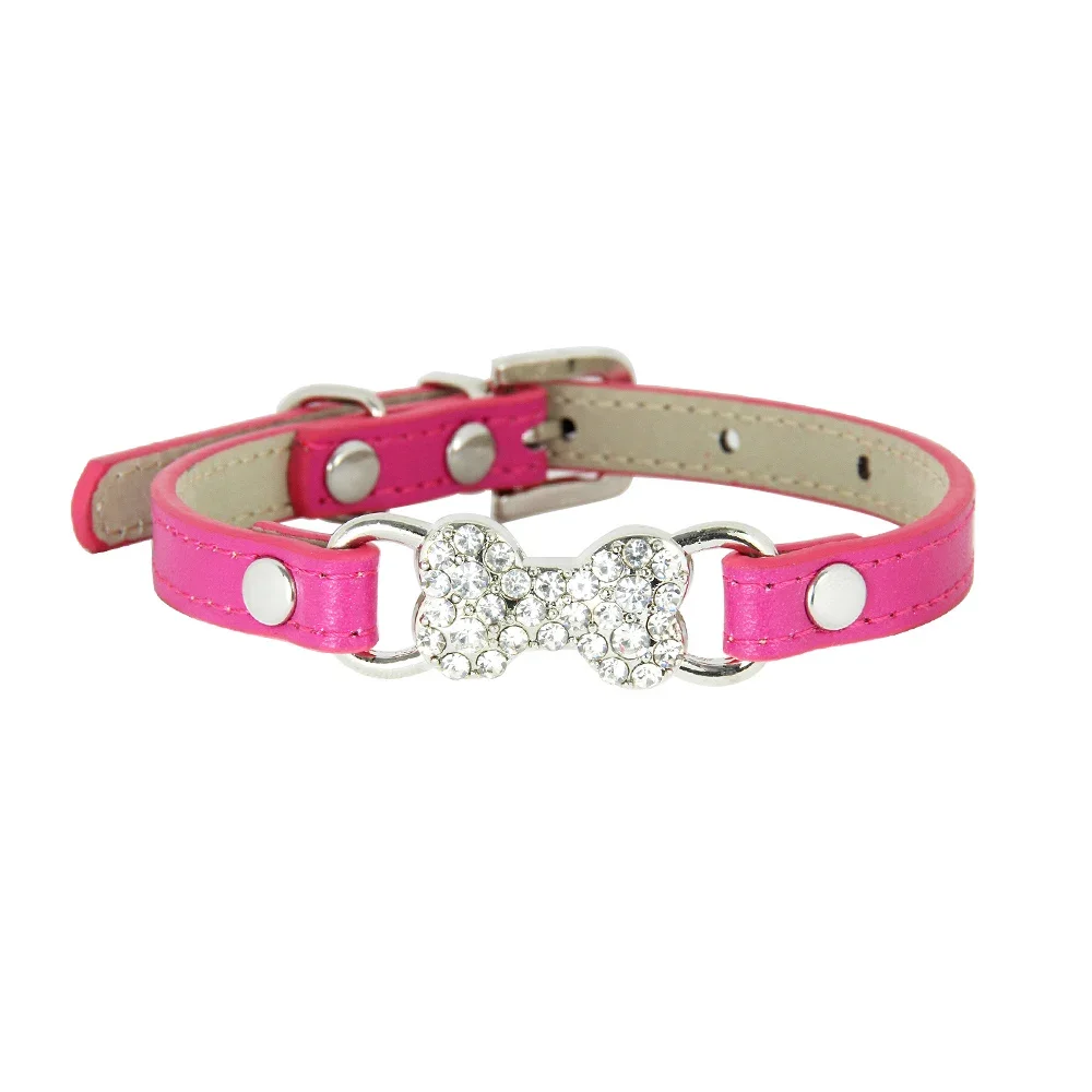 16 Colors Pink Red Cute Rhinestone Bone Dog Collar Pet Intimate Goods for small Dog Puppy Cat Leads Dogs Accessories Chihuahua