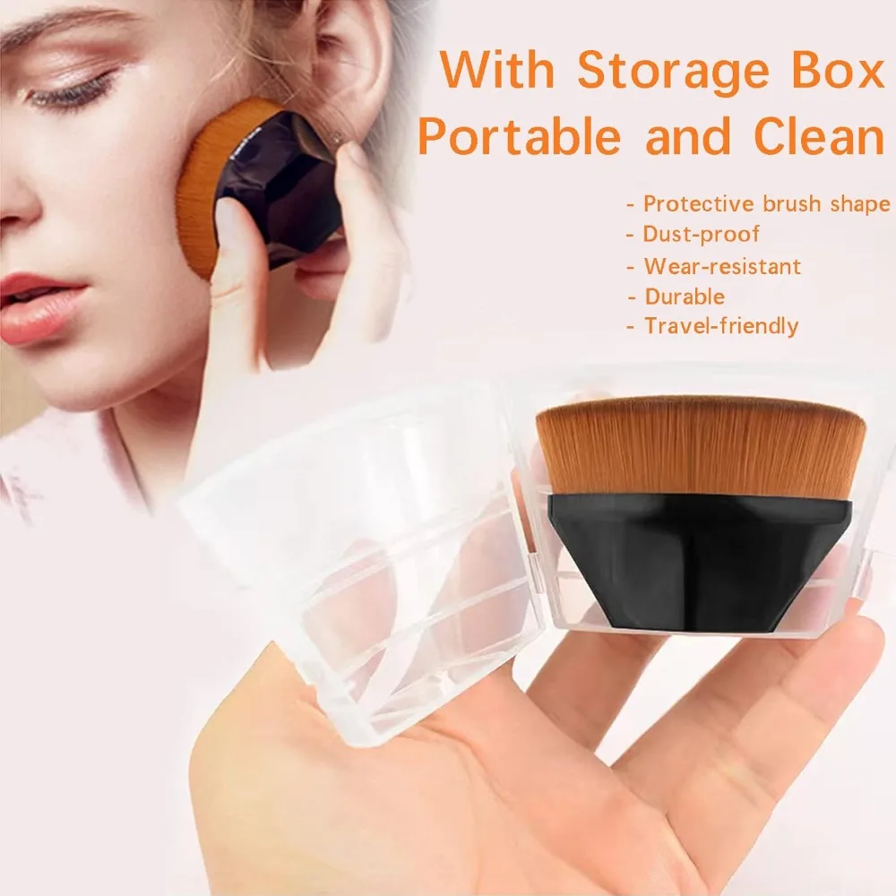 4-pack foundation make-upborstel voor het mengen van vloeibare crème vlekkeloze poeder gezichtsblush met beschermhoes (zwart en roze, zeshoekig