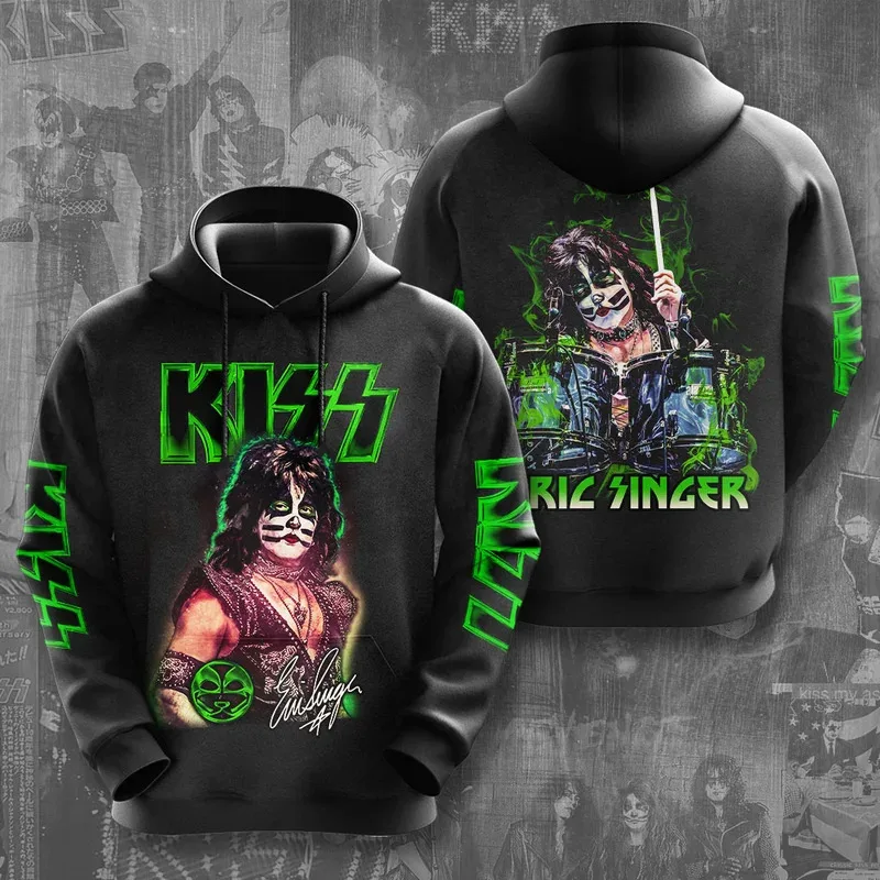 Rock Band Kiss Hoodies 3Dพิมพ์ผู้ชายผู้หญิงHip Hopขนาดใหญ่Pullover Hooded Sweatshirtsแฟชั่นStreetwear Manเสื้อผ้า