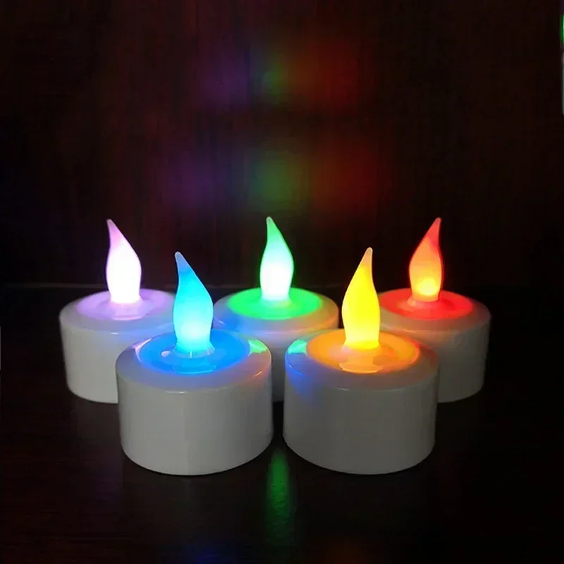 

12 seat white shell rechargeable simulated candle lights for romantic marriage proposal colorful LED candles for confession