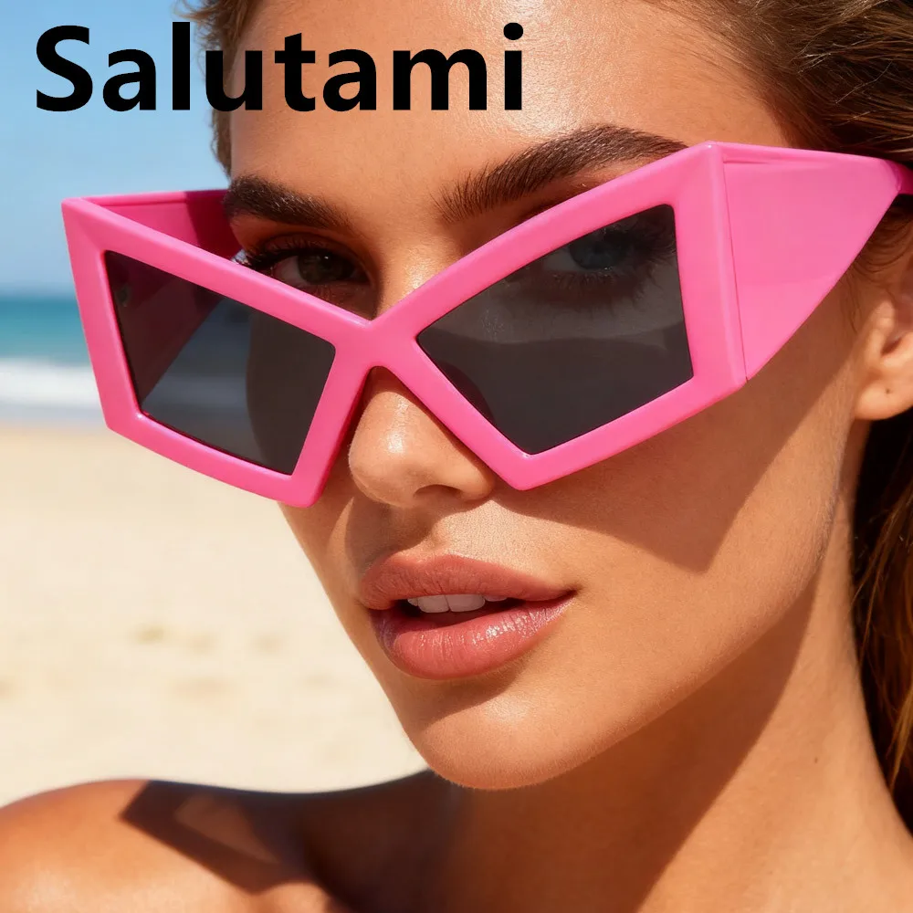 نظارات شمسية كلاسيكية كبيرة الحجم على شكل عين القطة على شكل فراشة للنساء، نظارات شمسية أنيقة بلون الحلوى للسيدات، ظلال هيب هوب Y2K