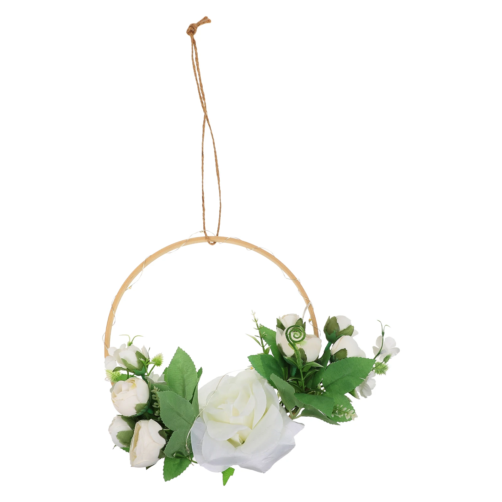 Decoración colgante de flores artificiales, cinta de simulación, lámpara, corona de dormitorio, anillo de bambú colgante