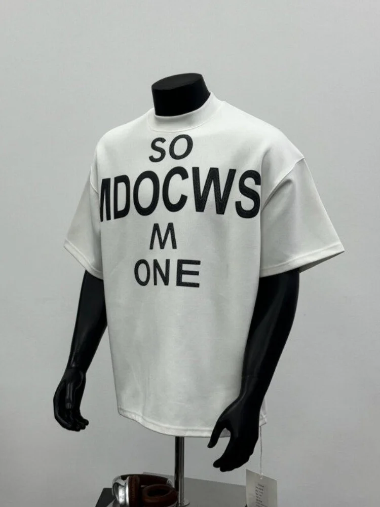 

Heavyweight Cotton T-irt Letter Print ort Sve Men's Summer Youth Faion Antimicrobial Casual round Ne Base irt