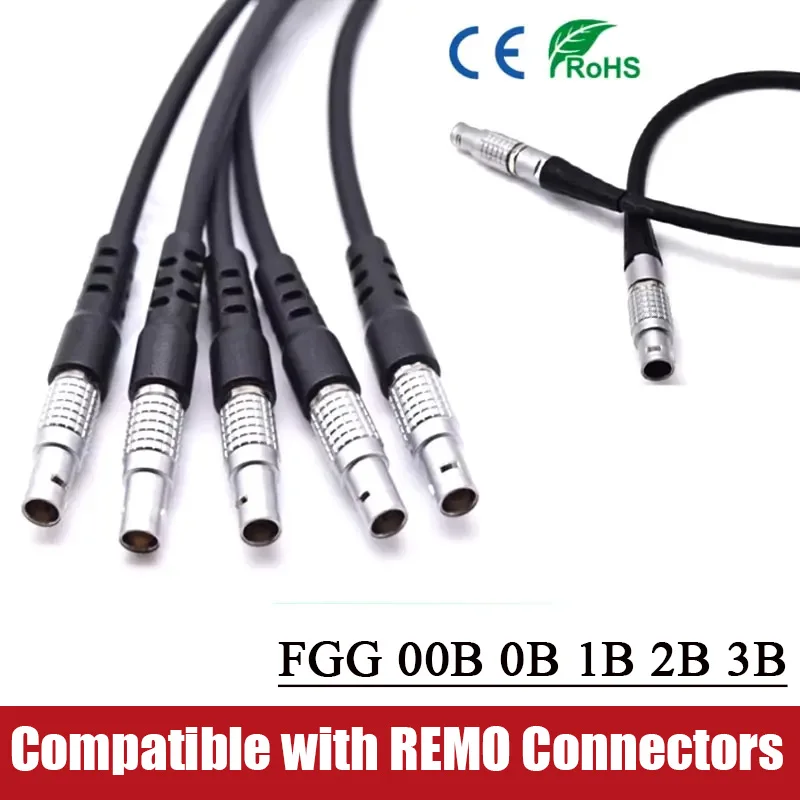 FGG 0B/1B REMO Connector Cable Power Signal Line Connectgor Compatible 2 3 4 5 6 7 8 Pin Metal Aviation Plug with 0.5-5 M Wire
