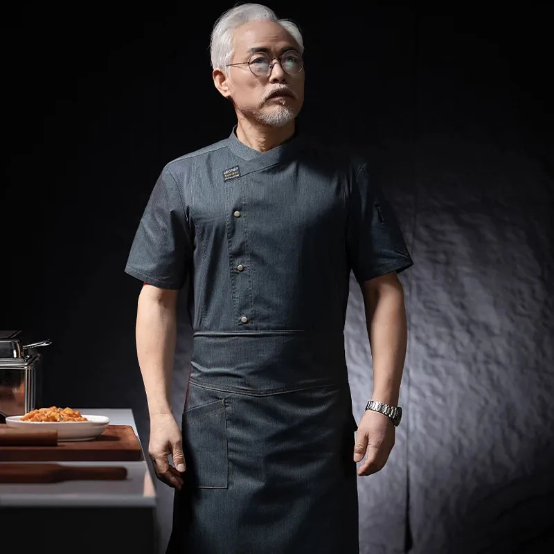 Hochwertige 2-teilige professionelle Uniform-Kochjacke und Schürze, Hotel-Overalls, Kochkostüm, Catering, Küchenkleidung, Kochhemd