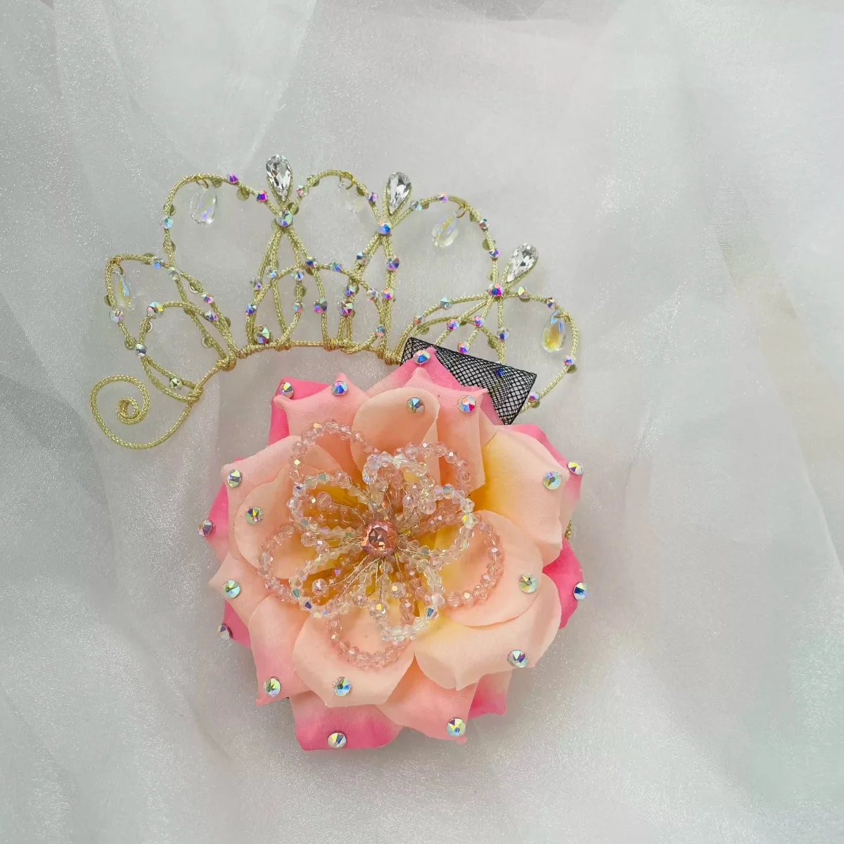 Ballet performance headpiece Tang Jikede variation pink border flower