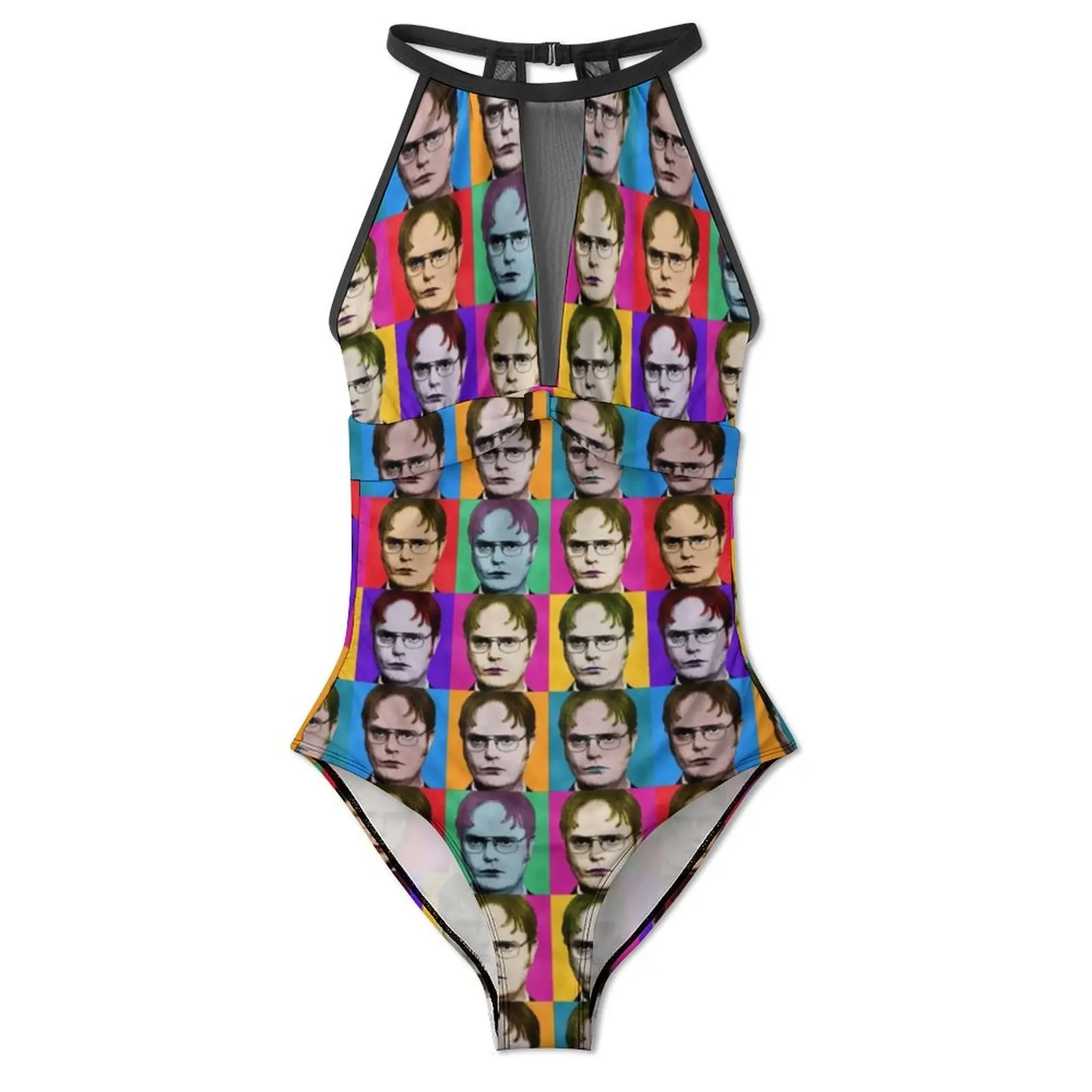 Abstract Pop Art Swimsuit Dwight Schrute Swimwear One-Piece Beach Swimsuits High Cut Bathing Suit Women Push Up Sexy Beach Wear