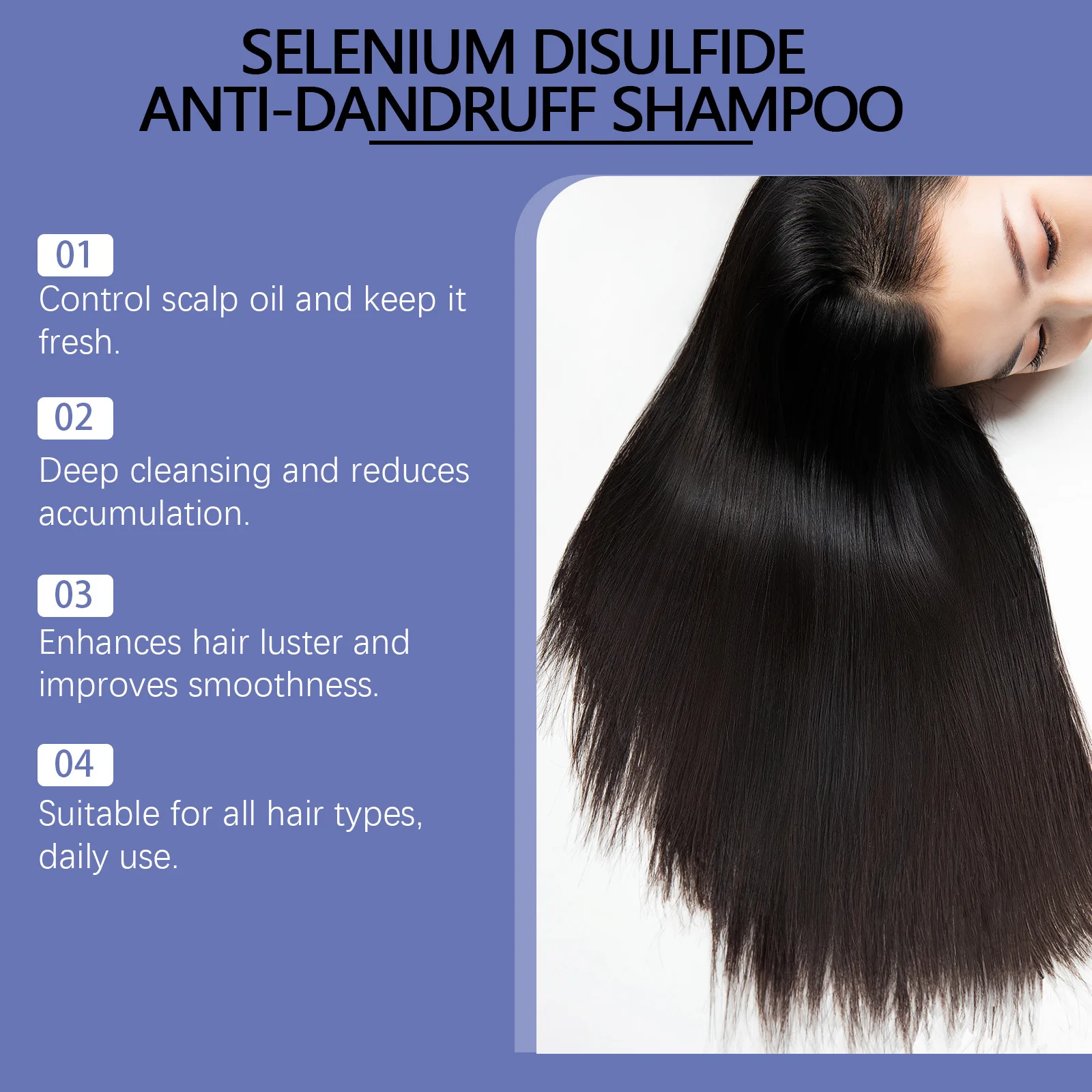 Selenium Sulfide Hair Shampoo Deep Cleansing Scalp Remove Dandruff Refreshing Strengthen Hair Roots Smoothing Soften Shiny Hair view 3