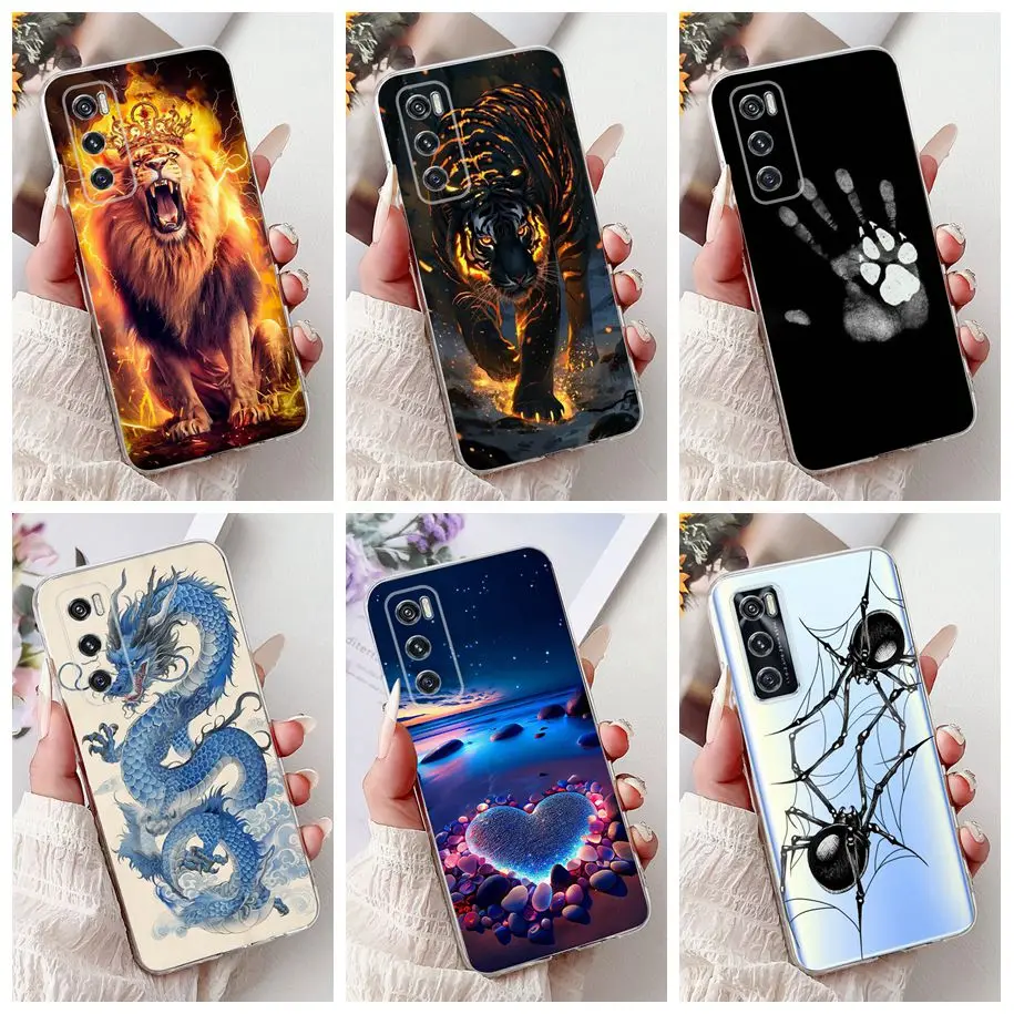 For Vivo V20 Case Vivo V20 SE Cover Cute Tiger Lion Dragon TPU Phone Case Soft Bumper For VivoV20 V20SE V2022 V2023 Y70 4G Coque