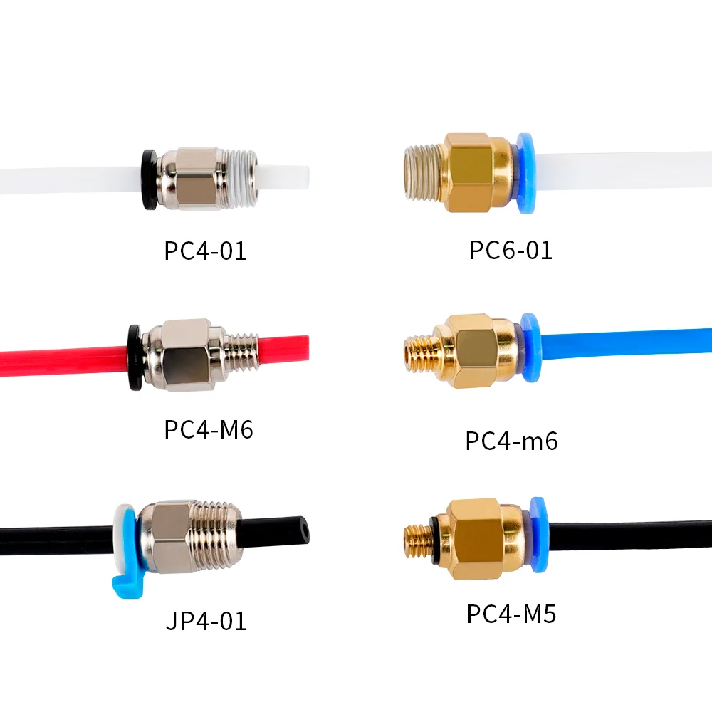 10pcs Pneumatic Connectors For 3D Printers Parts bowden Quick Jointer coupler 1.75/3mm Pipe pc4 m6 m10 fittings PTFE Tube 2/4mm