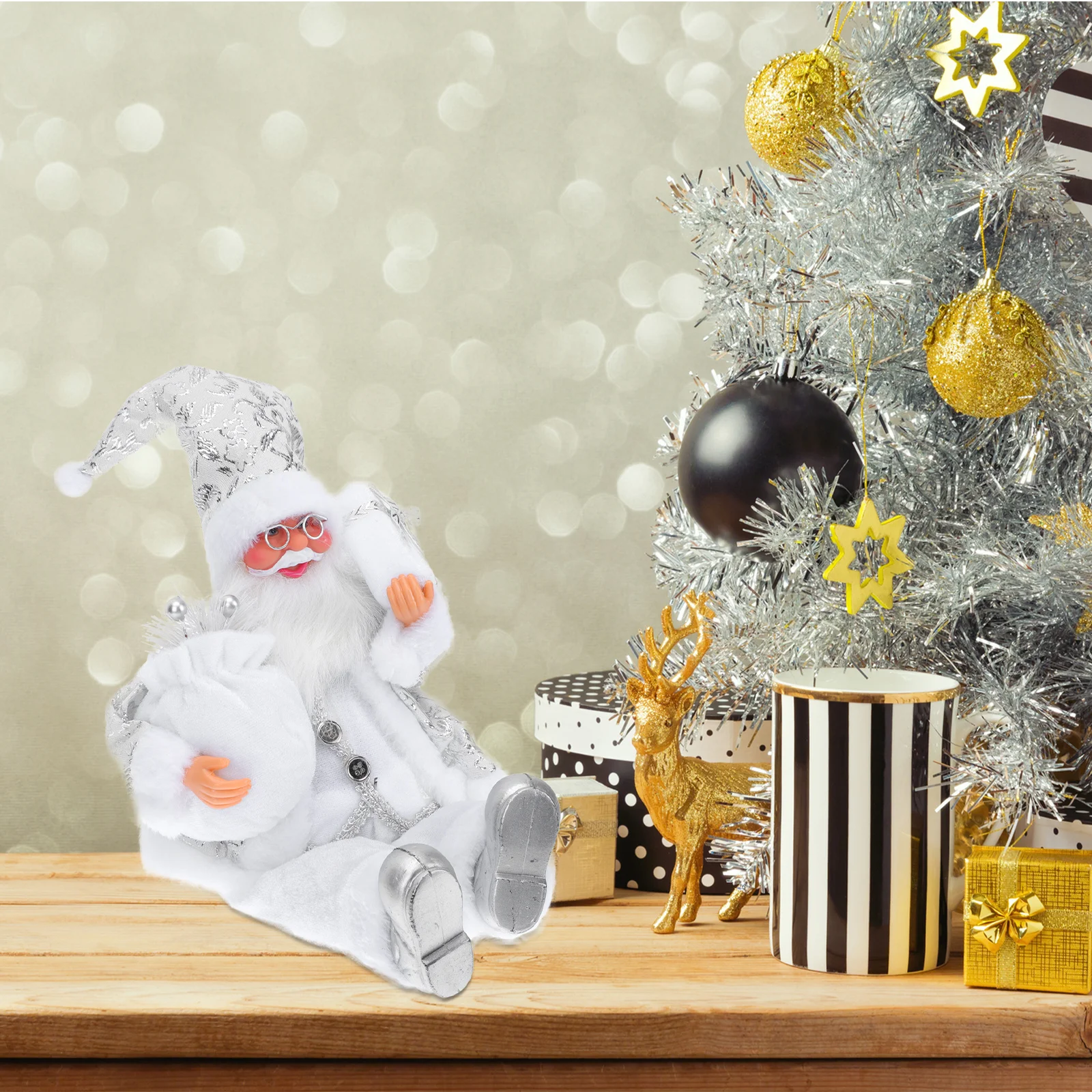 

1Pcs Santa Resin Craft Christmas Decoration Ornament for Desk Table Home Holiday Decor Xmas Festival Resin Sculpture Adornment