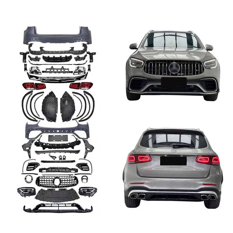 

Mercedes Benz GLC X253 Old Upgrade New GLC63s AMG Body Kit Front Bumper, Grille Diffuser, Rear Bumper