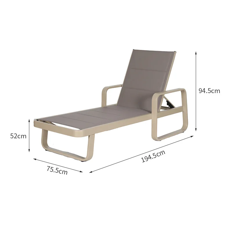 Outdoor Aluminum Alloy Lounger Bed and Breakfast Pool Lounger Bed Open-air Waterproof Sunscreen Sunbathing Beach Lounger