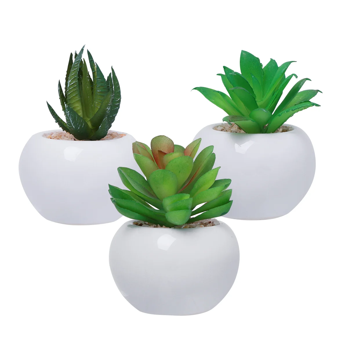 

3pcs Mini Decorative Artificial Plants Vivid Realistic Cute White Pots Office Bedroom Living Room Gifts