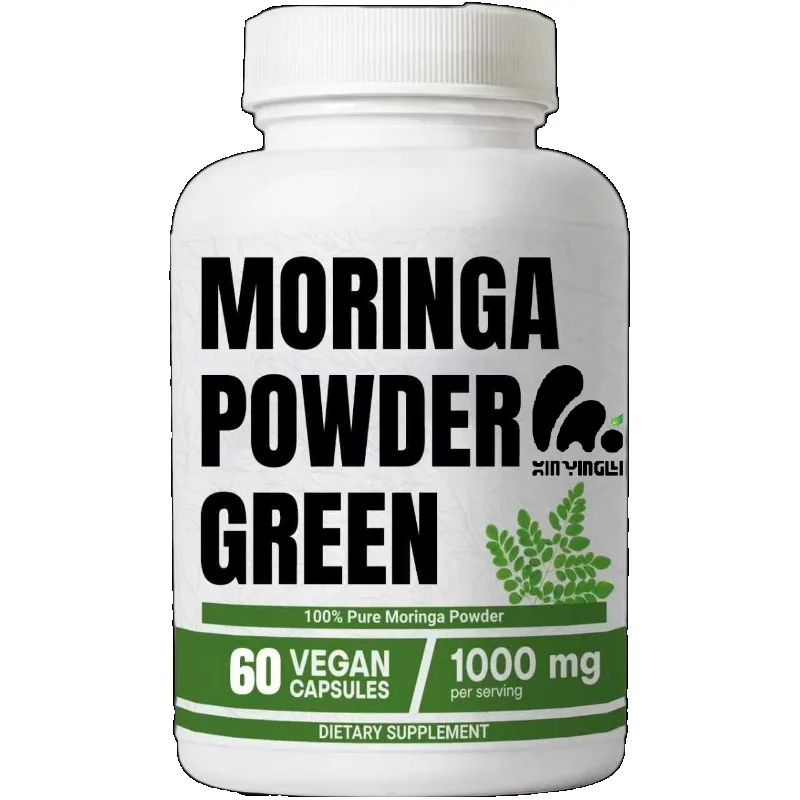 Moringa Capsules, 1000mg, 20:1 Pure Moringa Leaf Powder, Digestive and Immune Supporting Green Superfood
