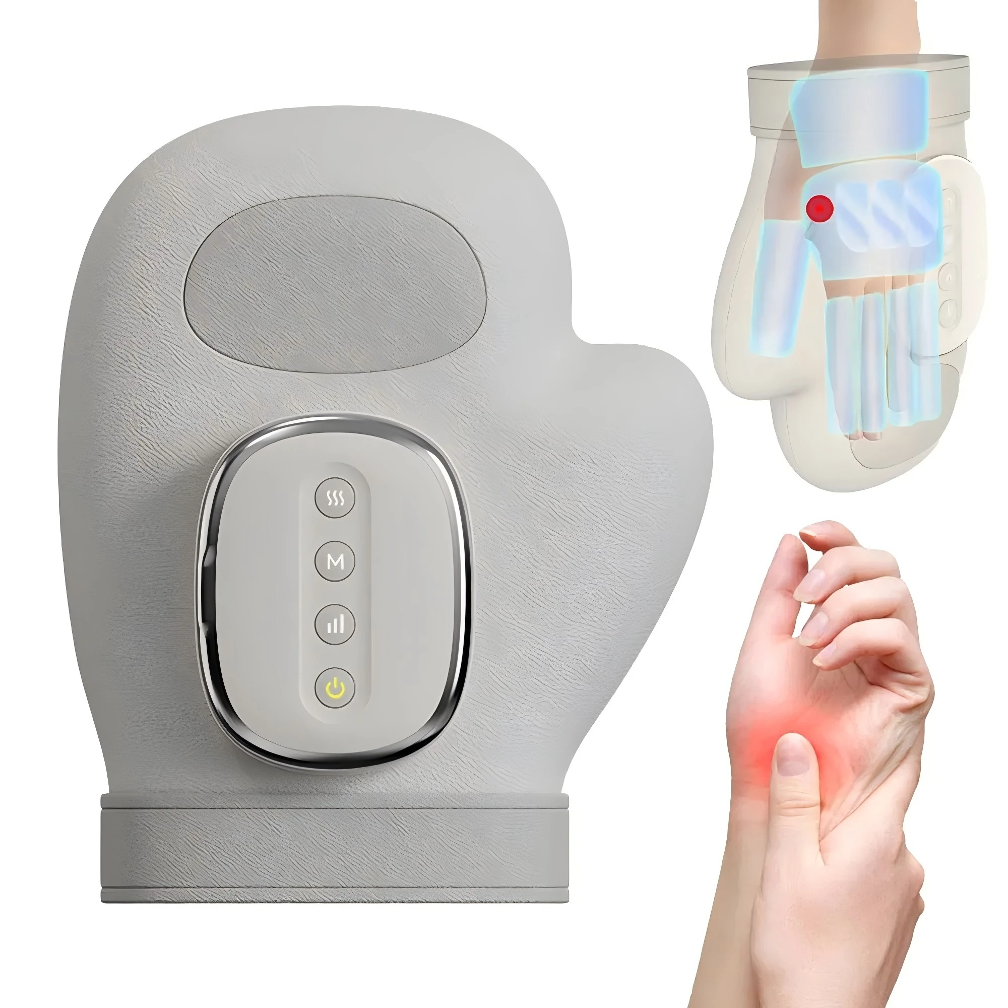 

Smart Hand Massager Cordless Air Pressure Kneading Vibration Glove Carpal Tunnel Wrist Finger Palm Massage Device for Relaxation