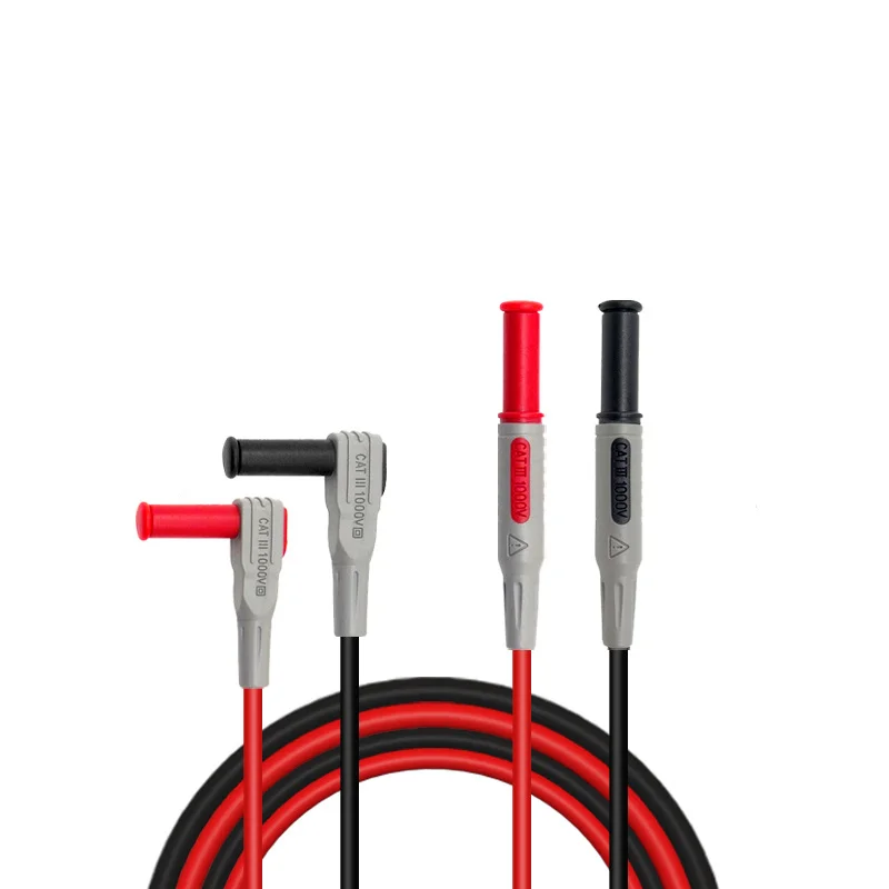 Cleqee P1033 2PCS Safety Banana Plug Test Lead 90 Degree To Straight Multimeter Test Cable 100CM 1000V/15A
