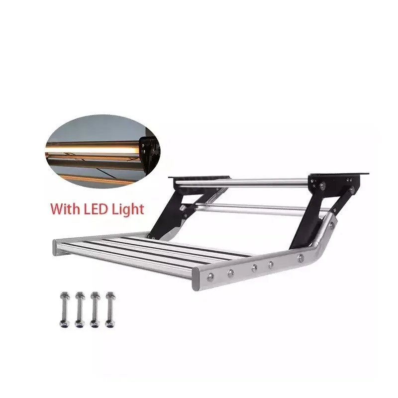 RV single-layer manual stepping anti-skid aluminum alloy pedal with LED light manual shrinkage RV folding steps anti-skid